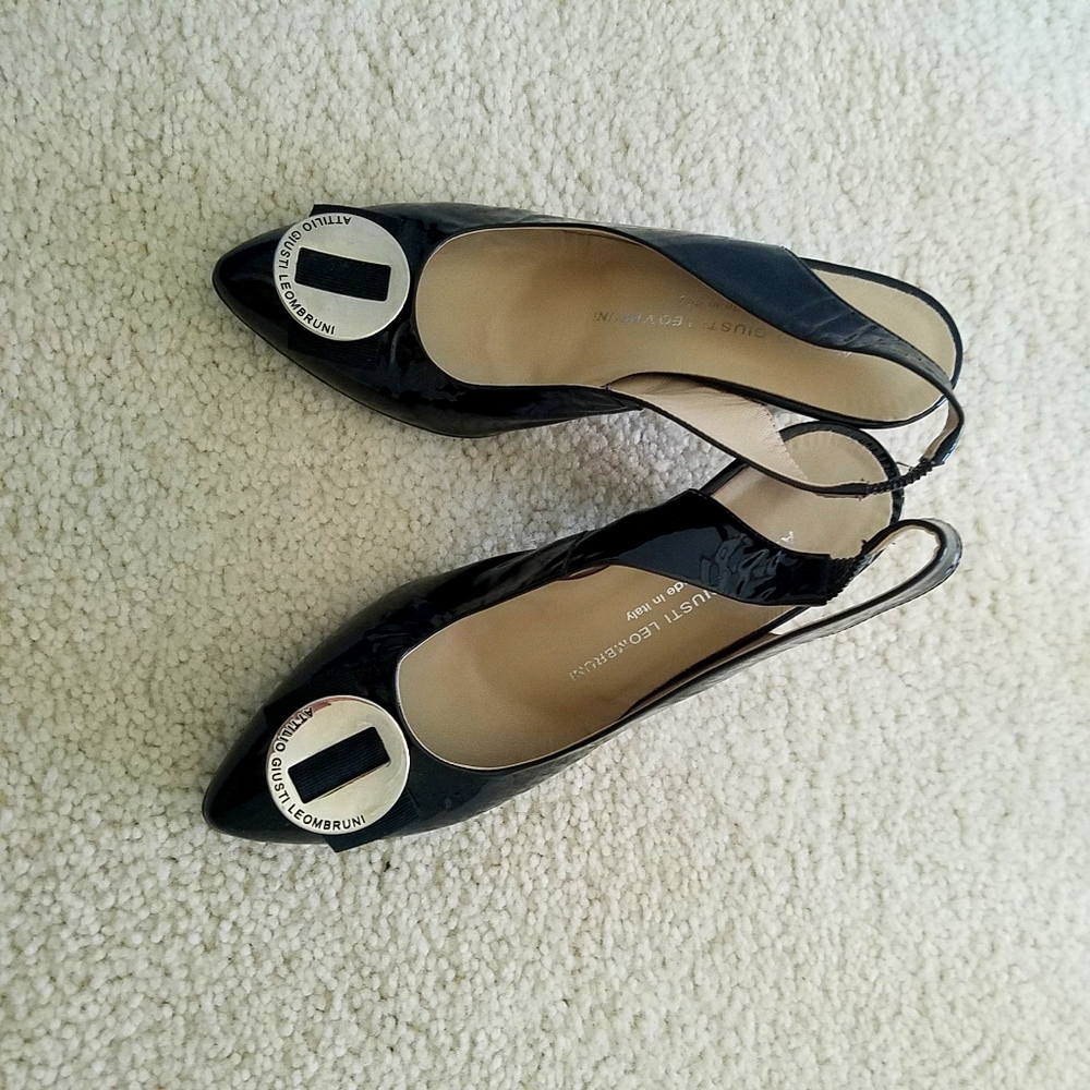 AGL black patent shoes with silver